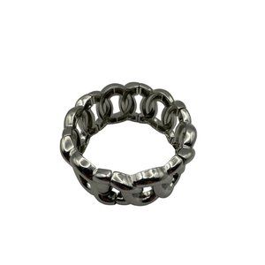 Chunky Silver Stretch Chain Link Bracelet 6.5 inch